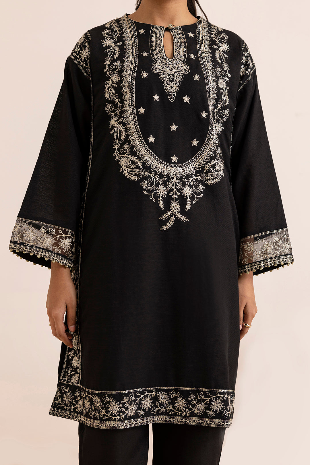 Embroidered Kurta Shawl Trouser - 3374