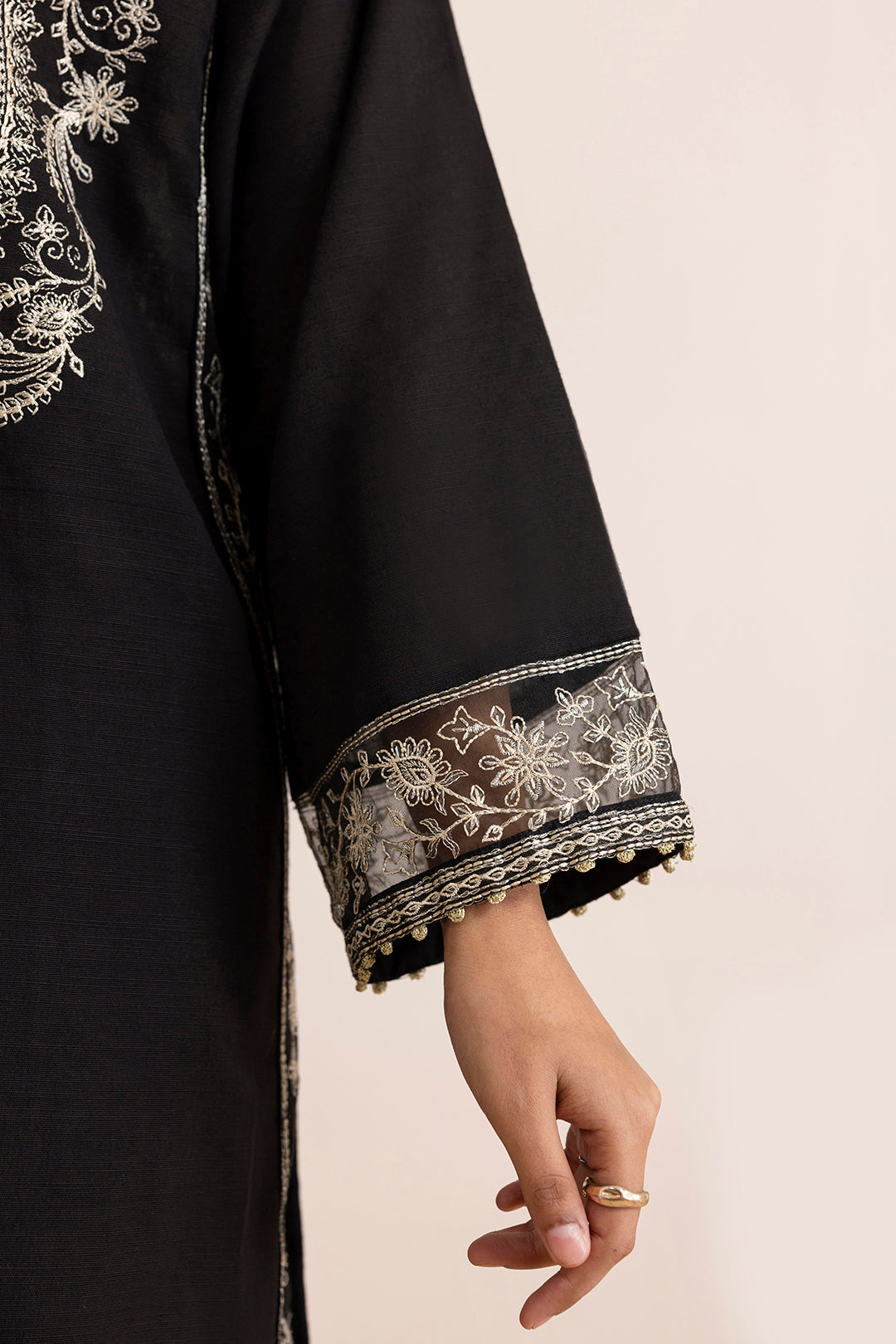 Embroidered Kurta Shawl Trouser - 3374