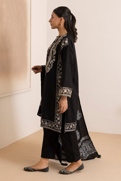 Embroidered Kurta Shawl Trouser - 3374