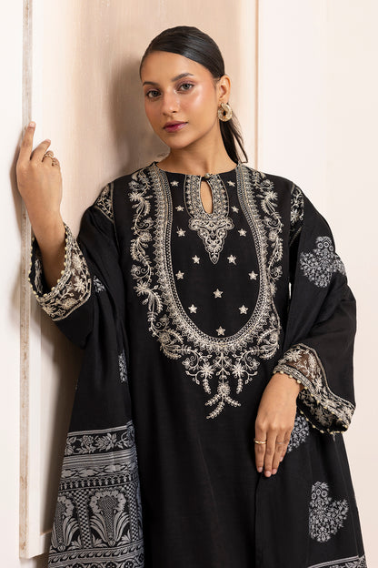 Embroidered Kurta Shawl Trouser - 3374
