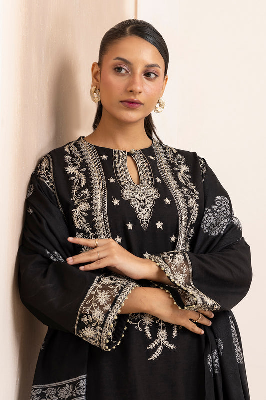 Embroidered Kurta Shawl Trouser - 3374