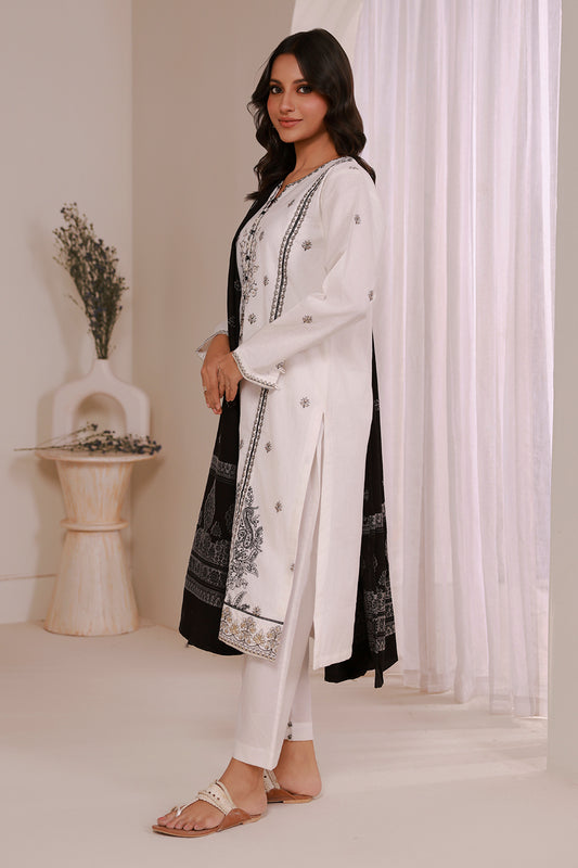 Embroidered Kurta Dupatta Trouser - 3376