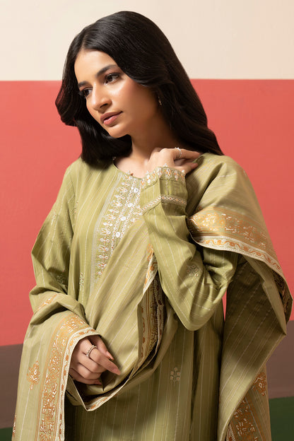 Embroidered Kurta Dupatta Trouser - 3388