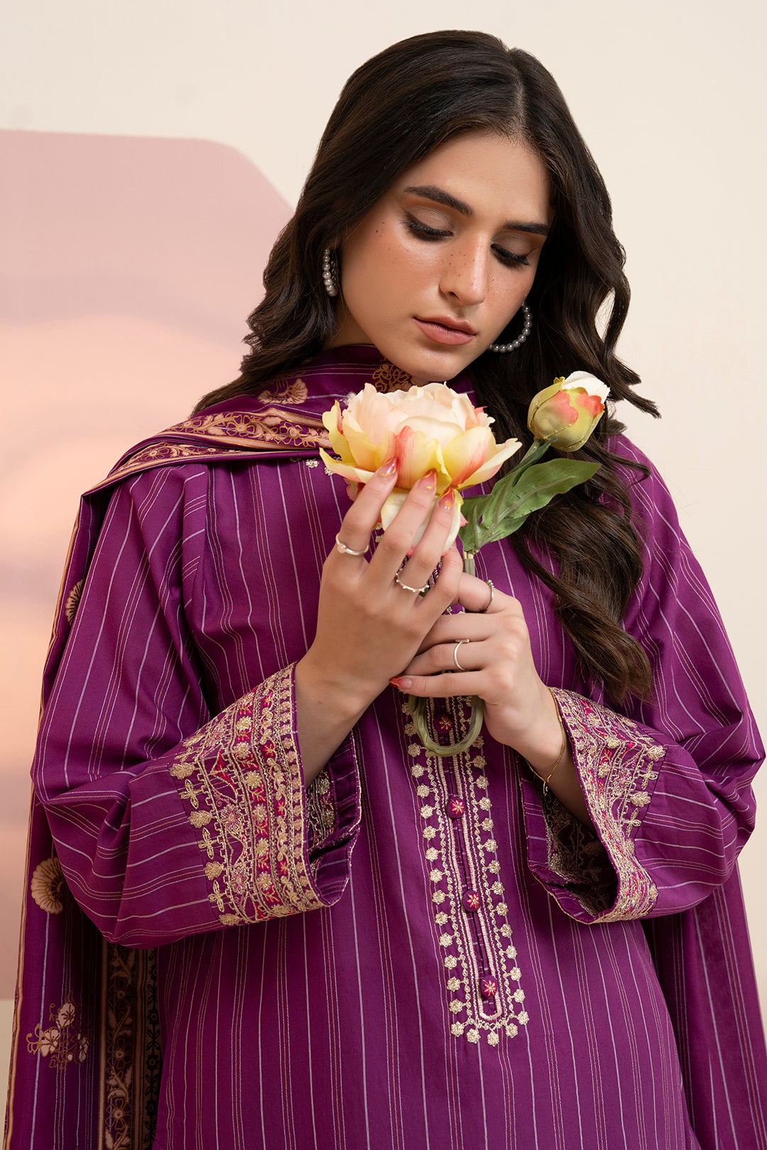 Embroidered Kurta Dupatta Trouser - 3389