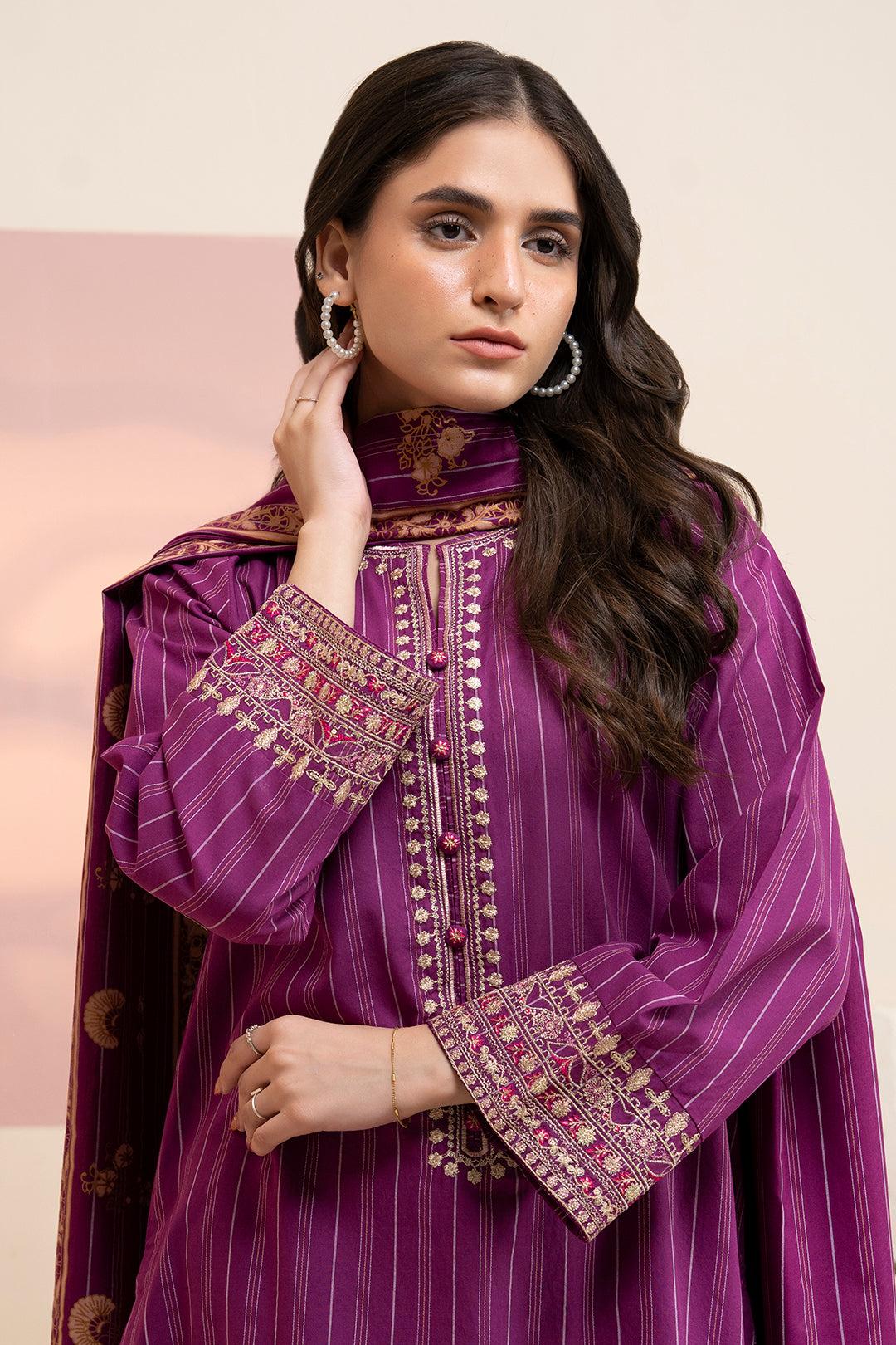 Embroidered Kurta Dupatta Trouser - 3389
