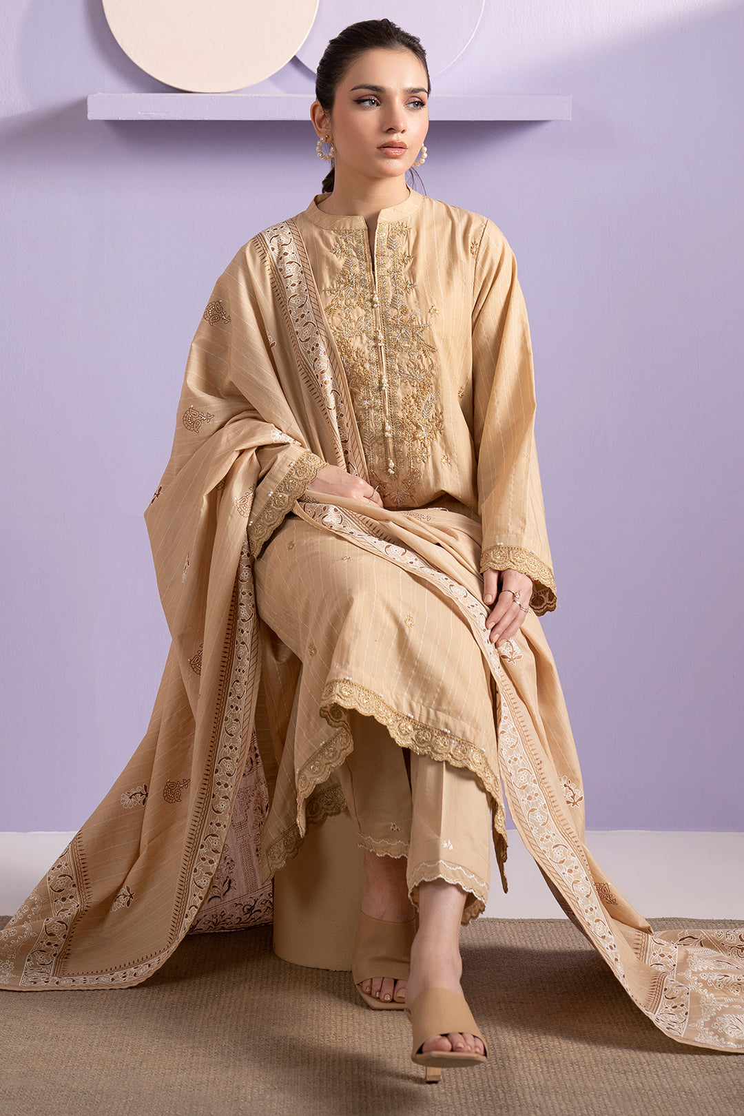 Embroidered Kurta Dupatta Trouser - 3392