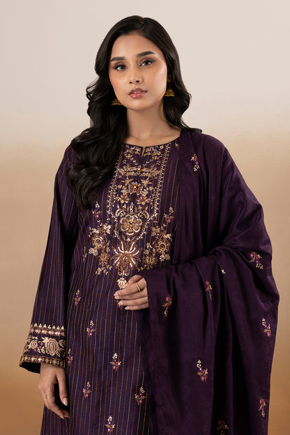 Embroidered Kurta Shawl Trouser - 3393