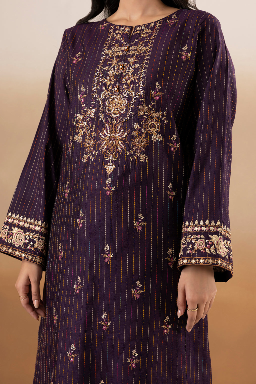 Embroidered Kurta Shawl Trouser - 3393