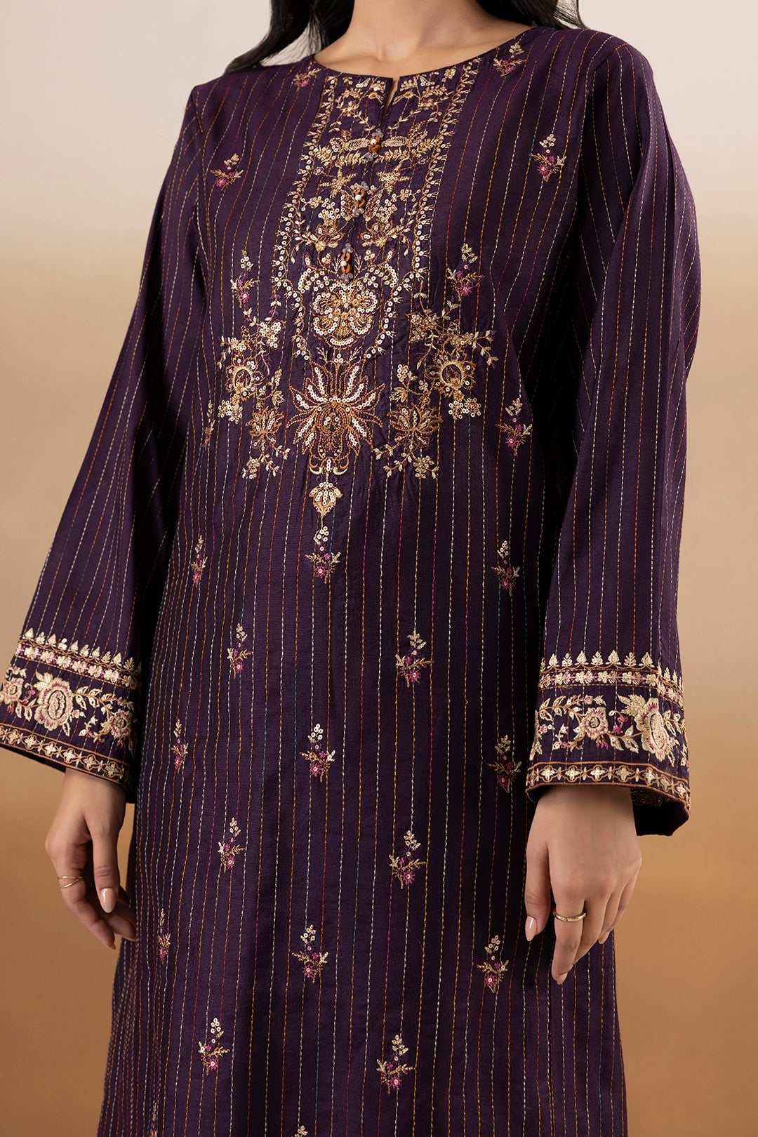 Embroidered Kurta Shawl Trouser - 3393