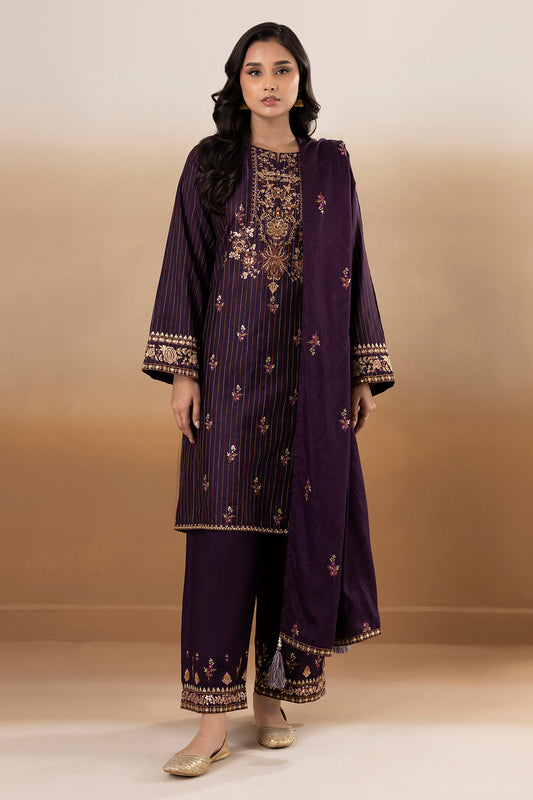 Embroidered Kurta Shawl Trouser - 3393