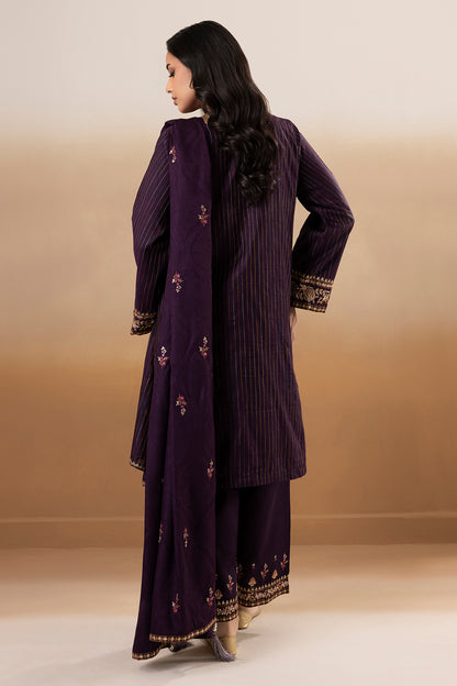 Embroidered Kurta Shawl Trouser - 3393