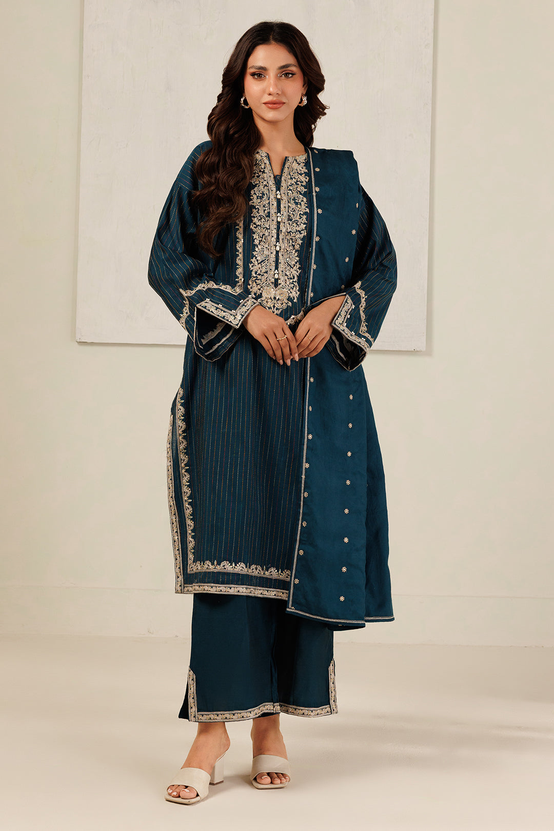 Embroidered Kurta Dupatta Trouser - 3394