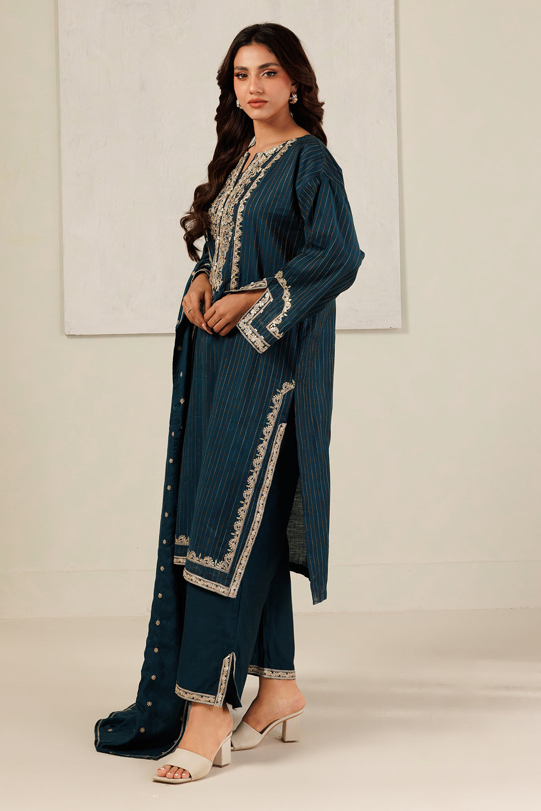 Embroidered Kurta Dupatta Trouser - 3394