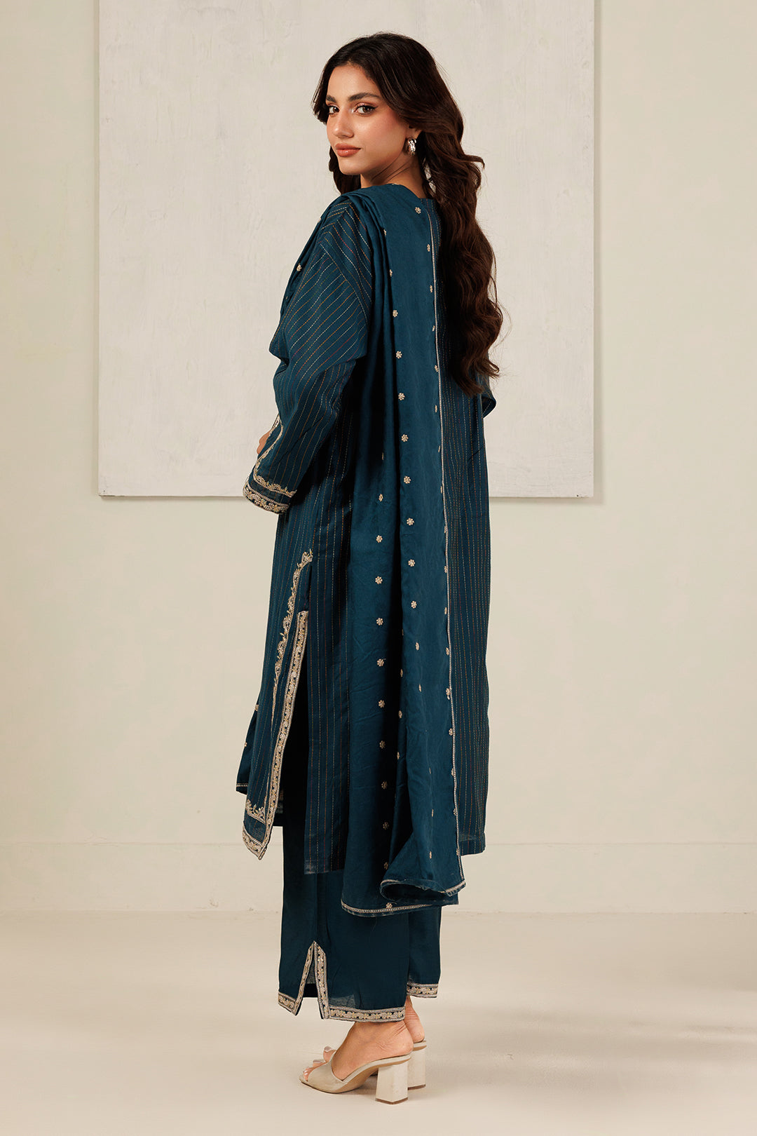Embroidered Kurta Dupatta Trouser - 3394