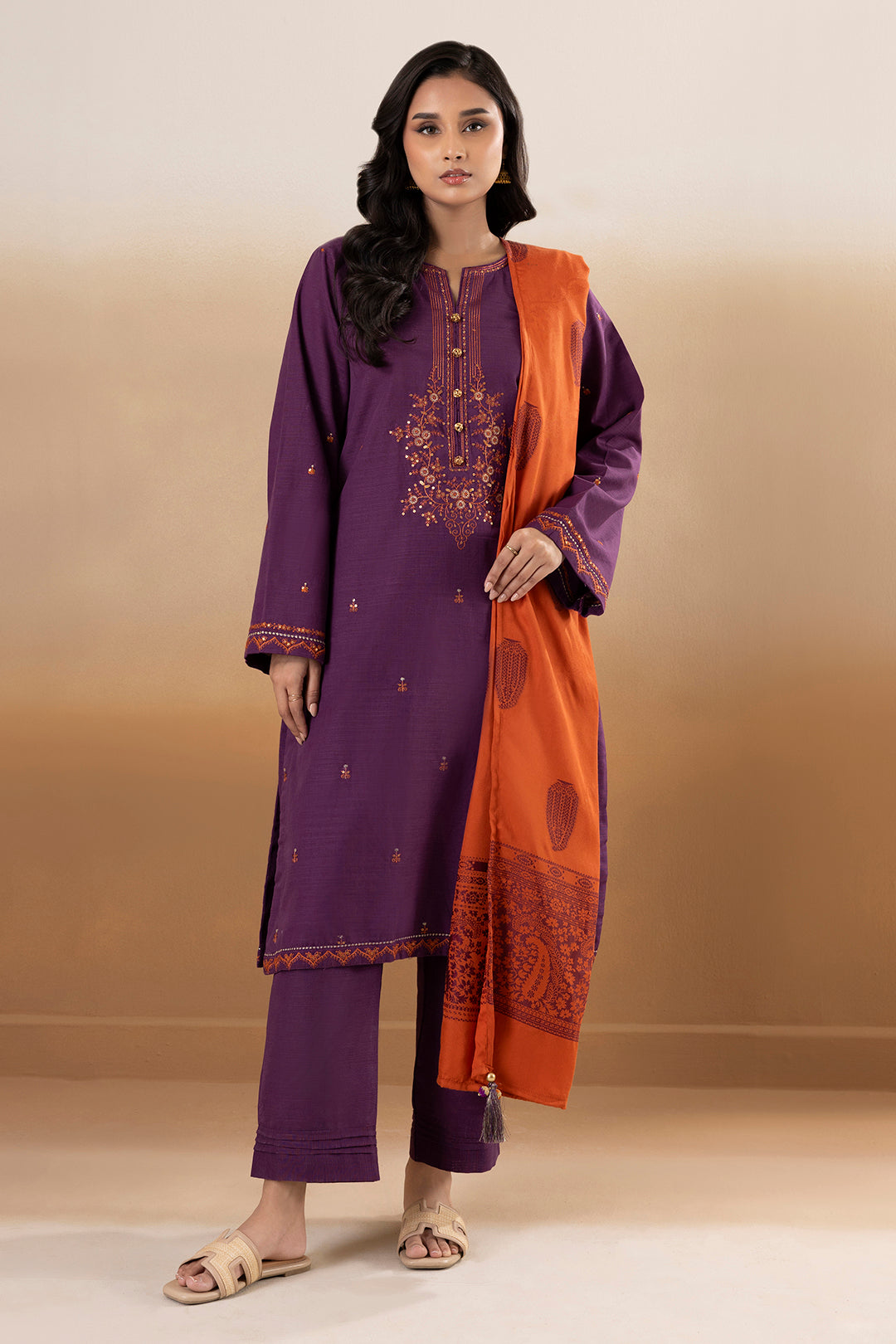 Embroidered Kurta Dupatta Trouser - 3395