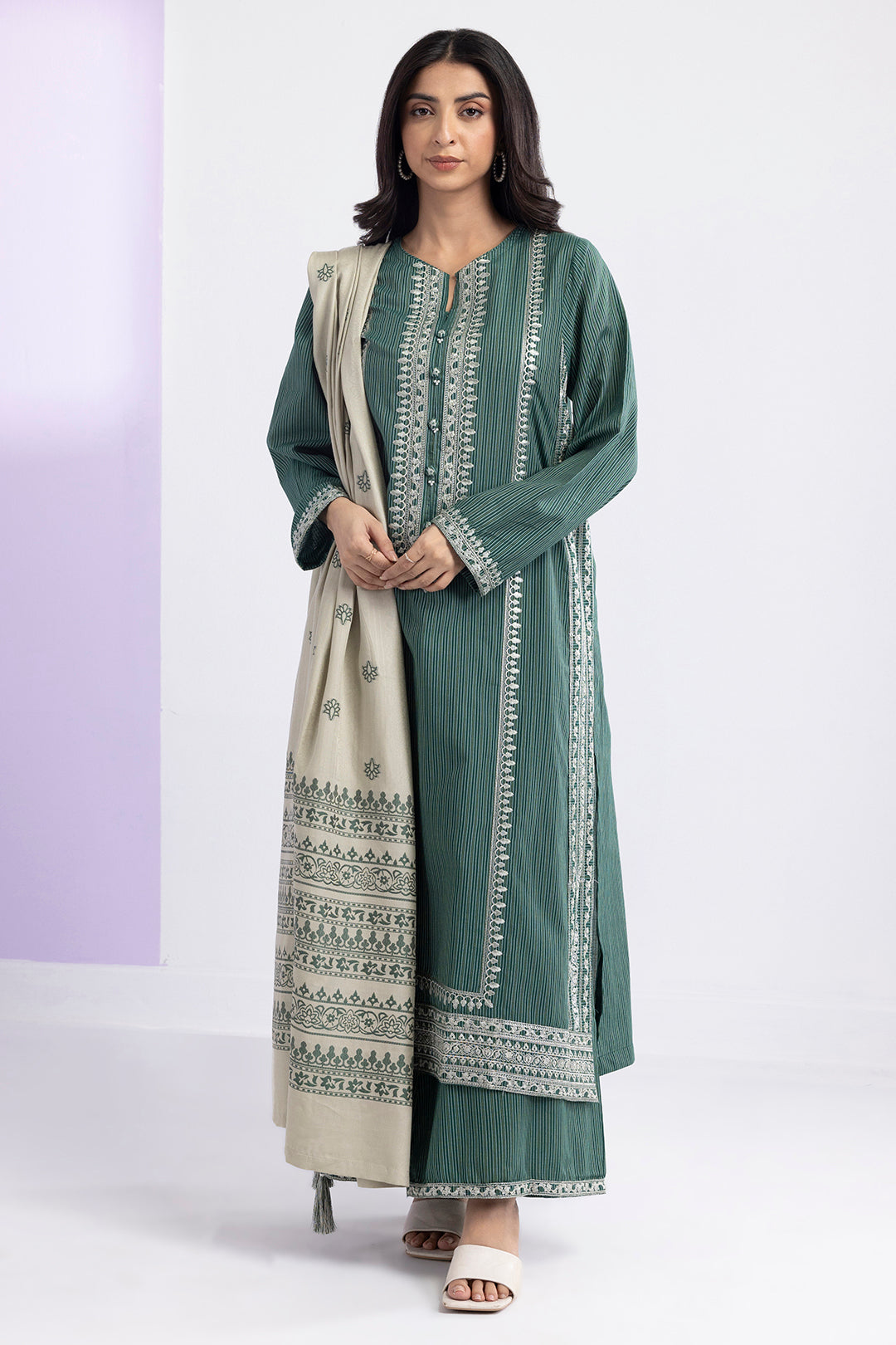 Embroidered Kurta Dupatta Trouser - 3372