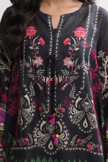 Printed Kaftaan Slub Textured Dress - 2893