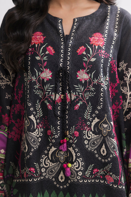 Printed Kaftaan Slub Textured Dress - 2893