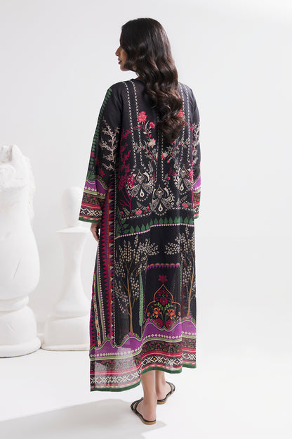 Printed Kaftaan Slub Textured Dress - 2893