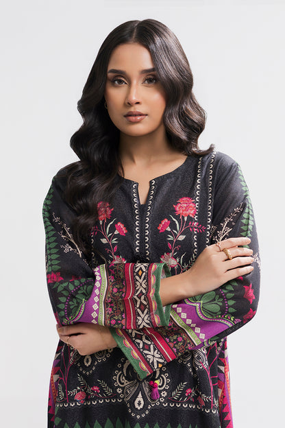 Printed Kaftaan Slub Textured Dress - 2893