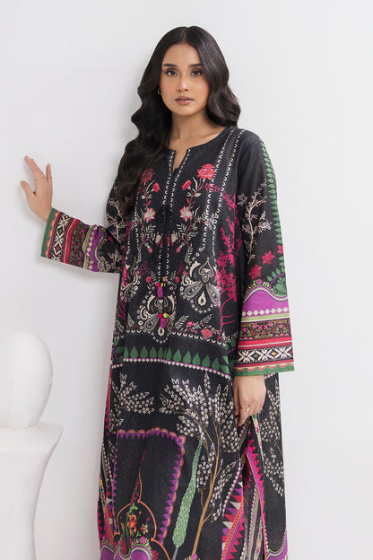 Printed Kaftaan Slub Textured Dress - 2893