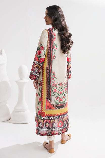 Printed Kaftaan Slub Textured Dress - 2894