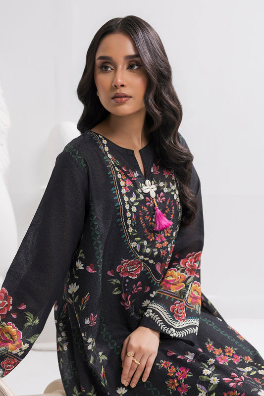 Printed Kaftaan Slub Textured Dress - 2895