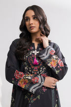 Printed Kaftaan Slub Textured Dress - 2895