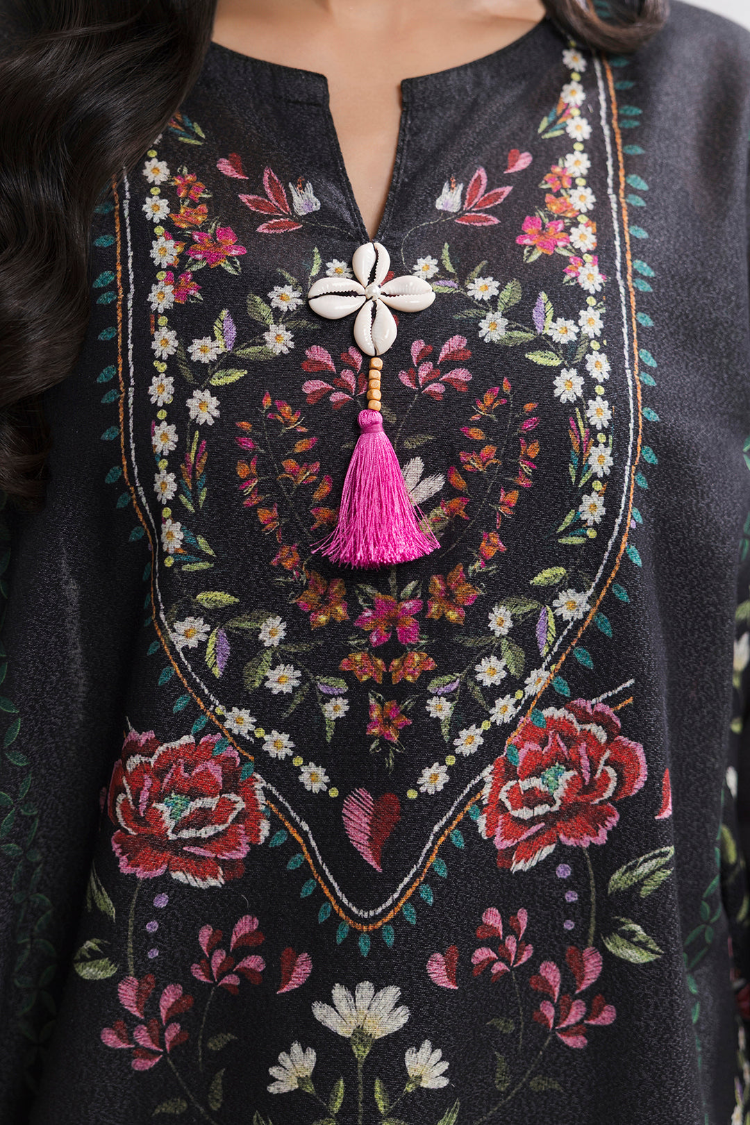 Printed Kaftaan Slub Textured Dress - 2895