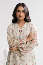 Printed Kaftaan Slub Textured Dress - 2896