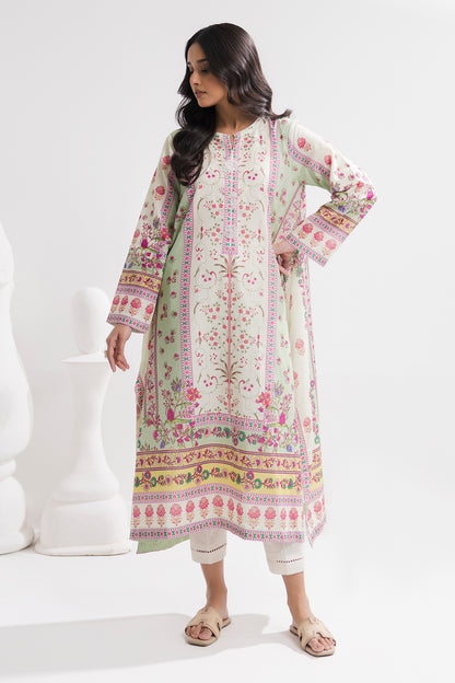 Printed Kaftaan Slub Textured Dress - 2897