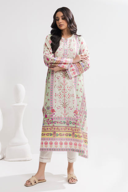 Printed Kaftaan Slub Textured Dress - 2897