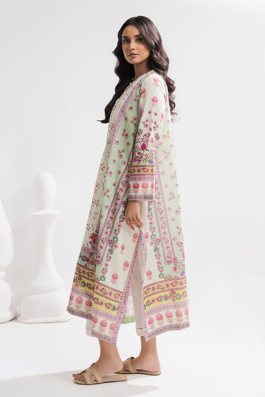 Printed Kaftaan Slub Textured Dress - 2897