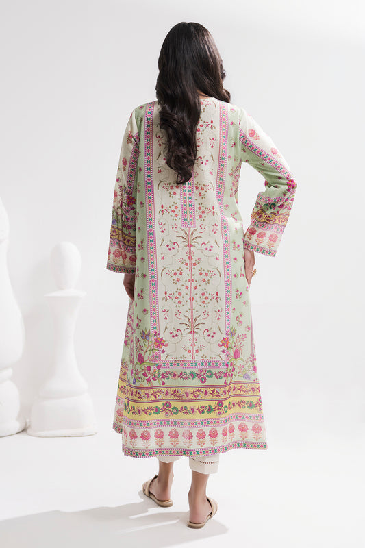Printed Kaftaan Slub Textured Dress - 2897