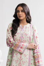 Printed Kaftaan Slub Textured Dress - 2897