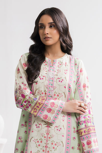 Printed Kaftaan Slub Textured Dress - 2897