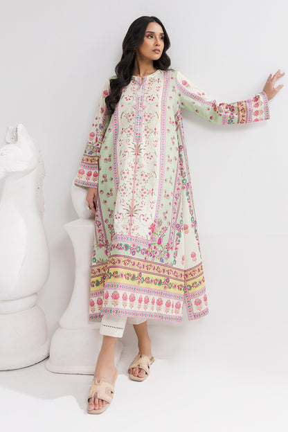 Printed Kaftaan Slub Textured Dress - 2897