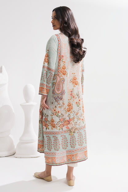 Printed Kaftaan Slub Textured Dress - 2898