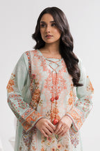 Printed Kaftaan Slub Textured Dress - 2898