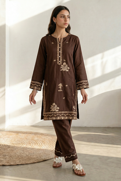 Embroidered Kurta Trouser - 2544