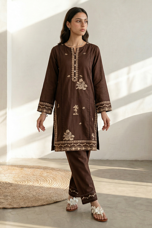 Embroidered Kurta Trouser - 2544