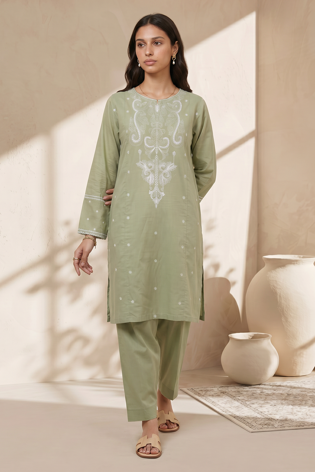 Embroidered Kurta Trouser - 2571