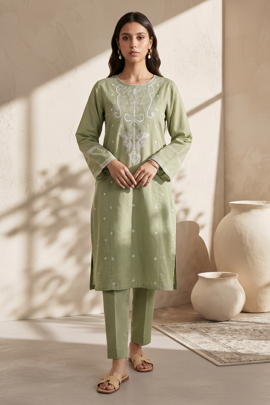 Embroidered Kurta Trouser - 2571