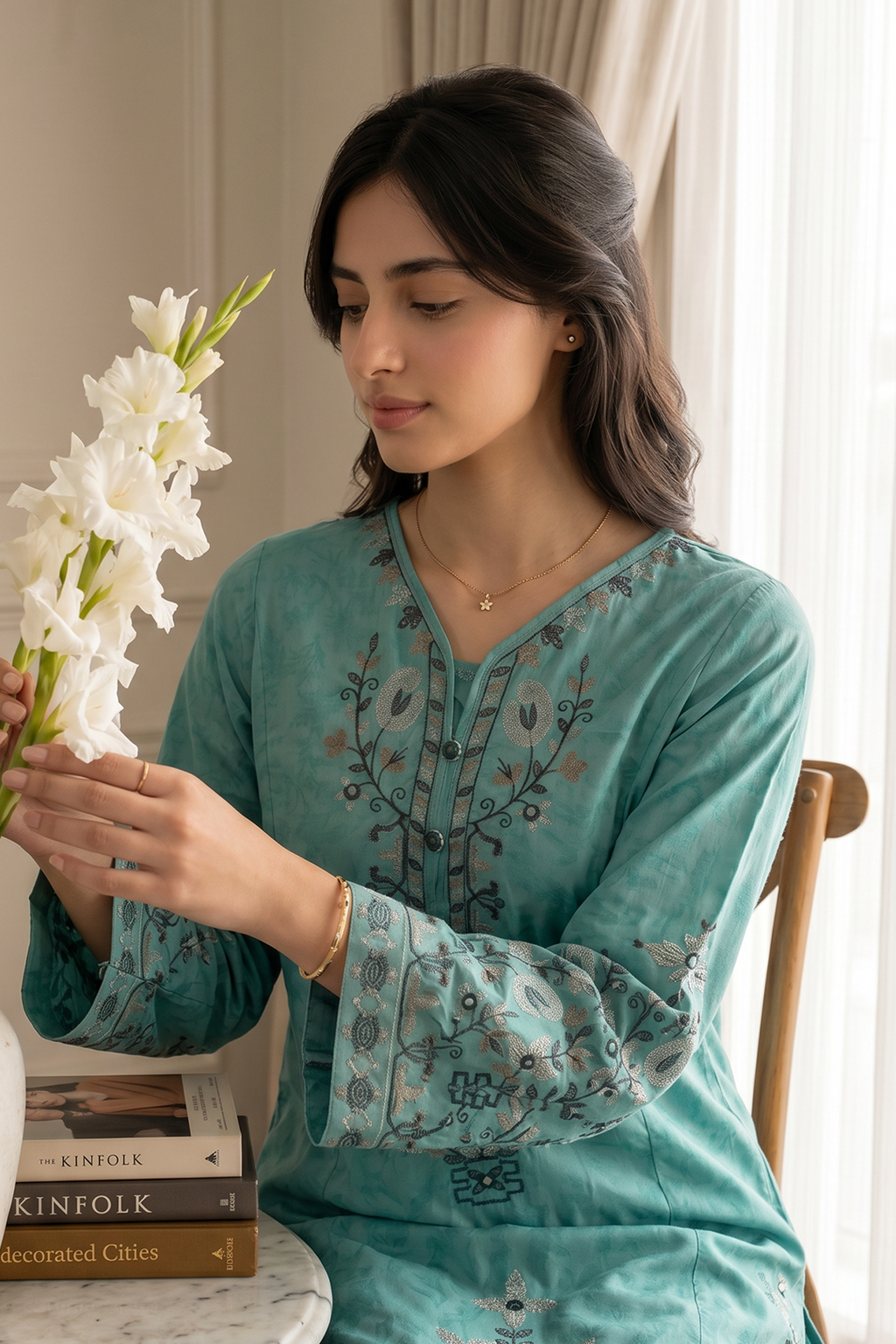 Embroidered Kurta Dupatta Trouser - 2536