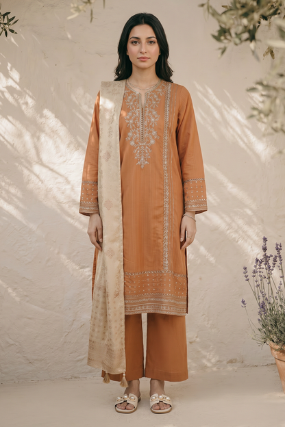 Embroidered Kurta Shawl Trouser - 2521
