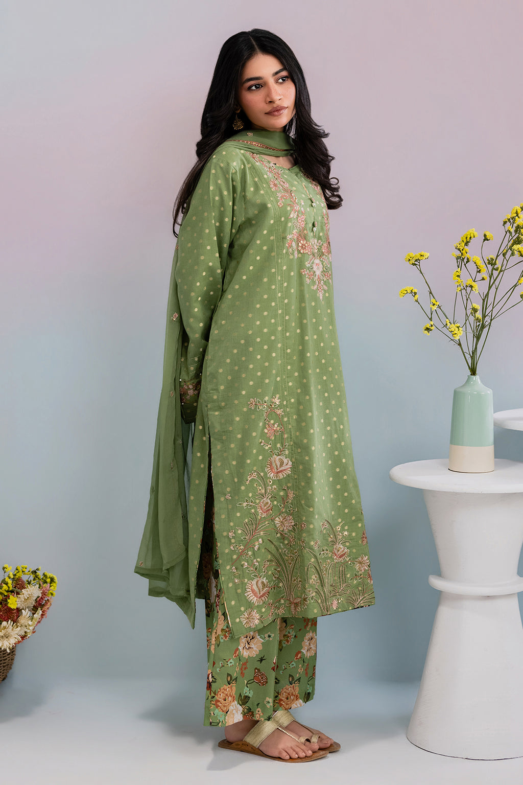 Embroidered Kurta Dupatta Trouser - 2522