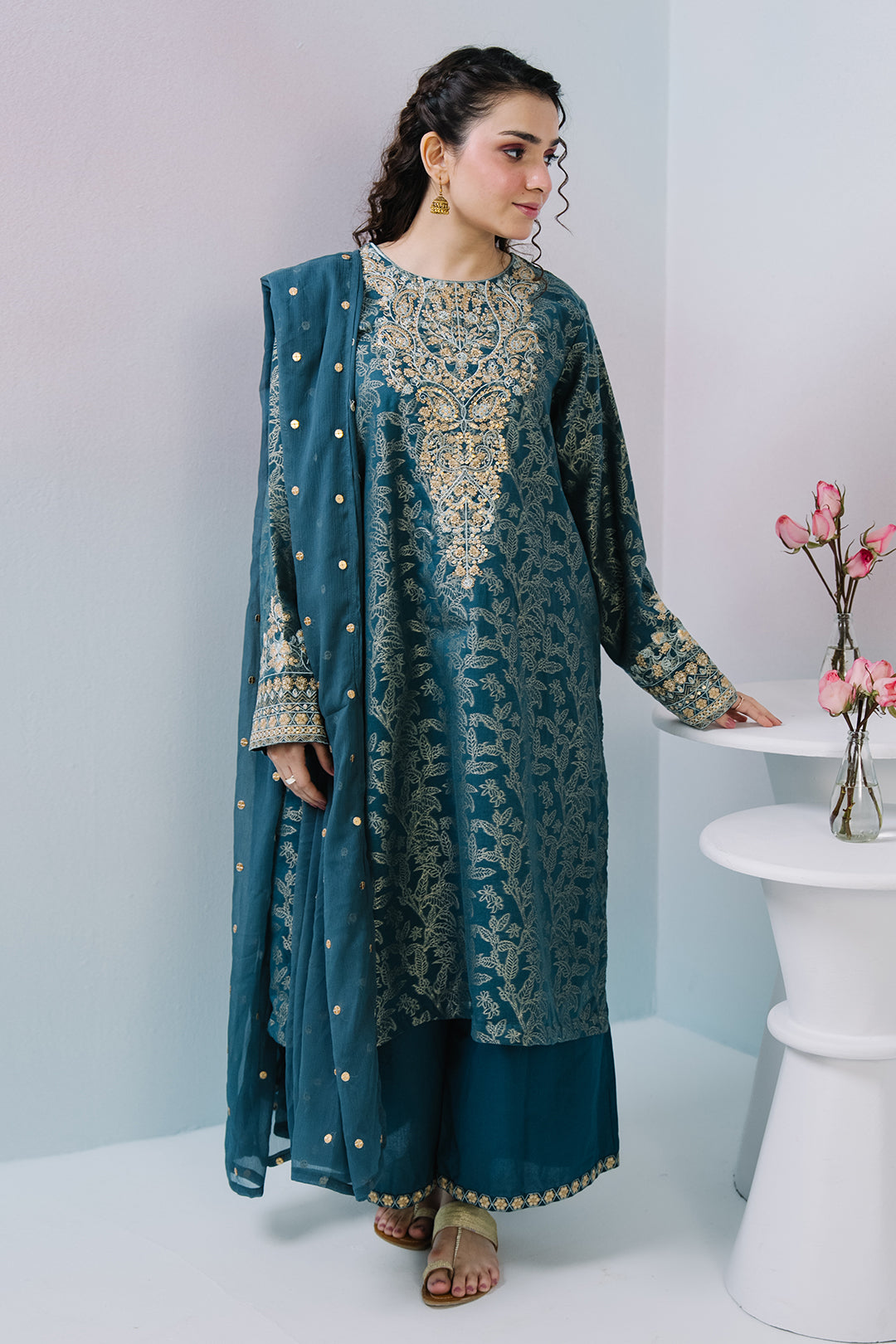 Embroidered Kurta Dupatta Trouser - 2523