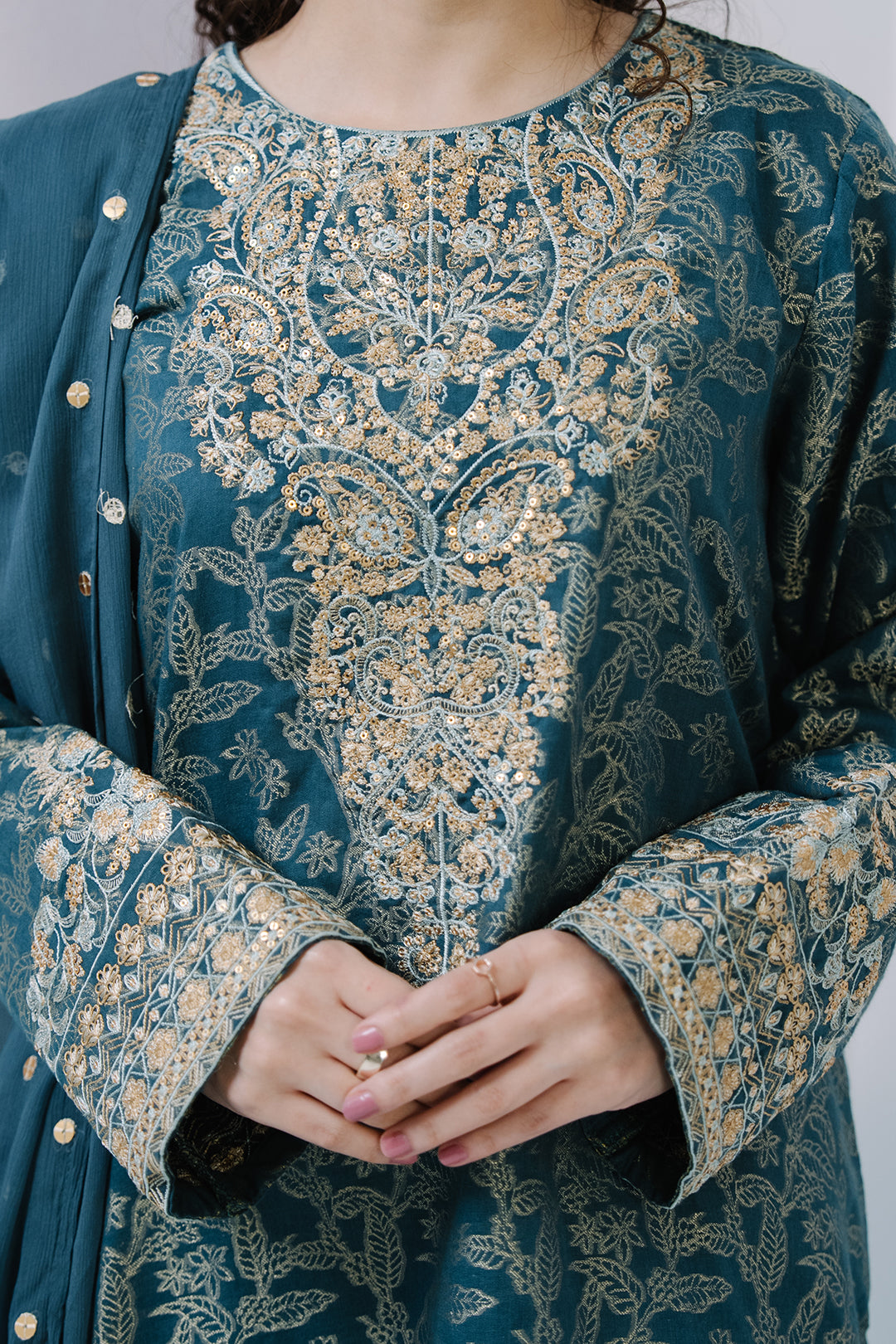 Embroidered Kurta Dupatta Trouser - 2523