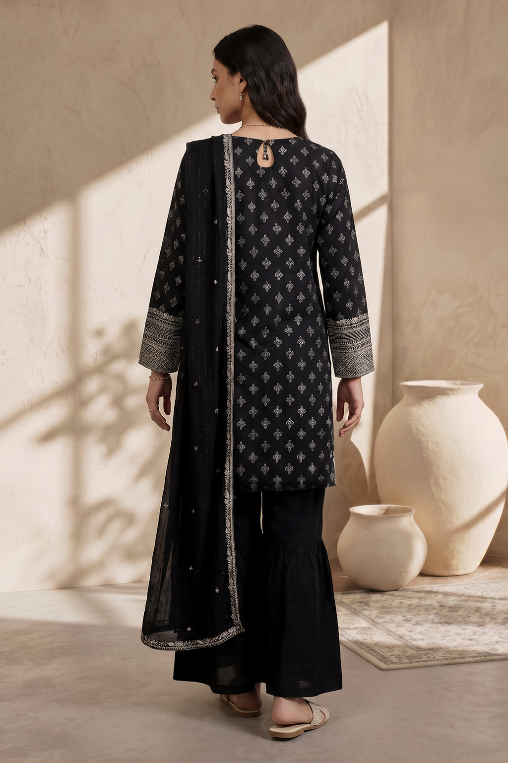 Embroidered Kurta Dupatta Trouser - 2524