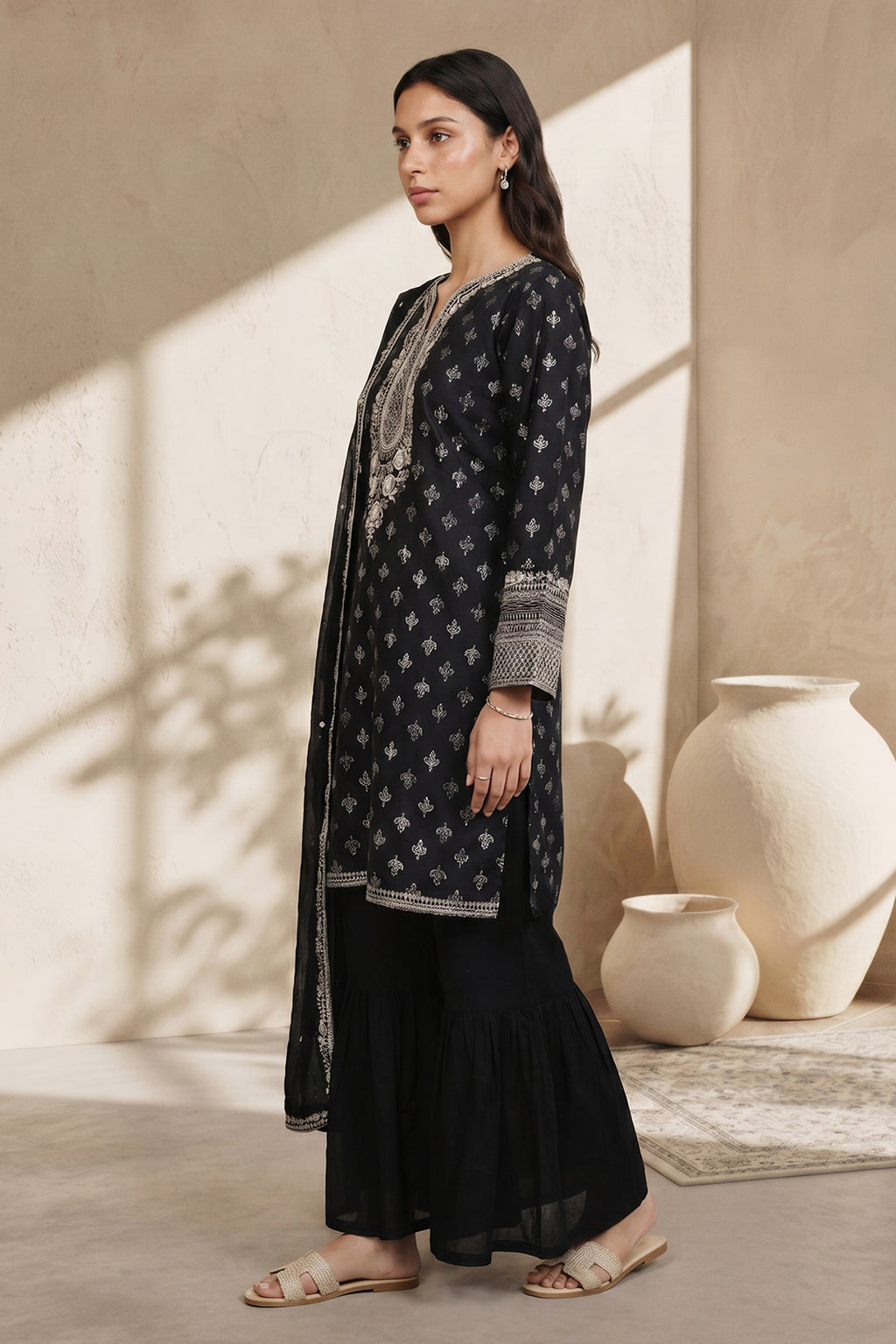 Embroidered Kurta Dupatta Trouser - 2524